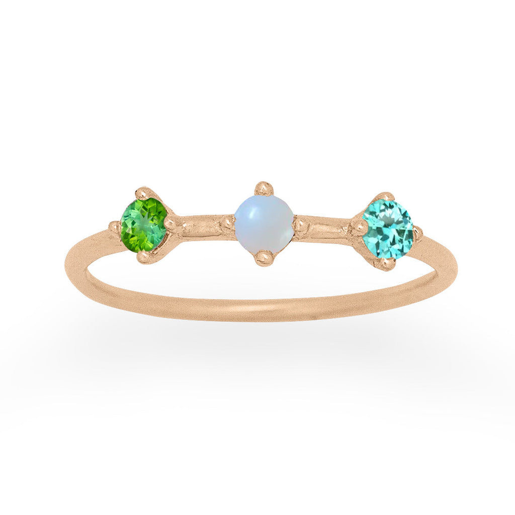 Gemini Zodiac Celestial Orion Constellation Gemstone Ring with Birthstones By Valley Rose