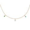 Gemini Zodiac Gold Fringe Necklace with Pearl, and Tourmalines 16" Chain By Valley Rose Ethical Jewelry