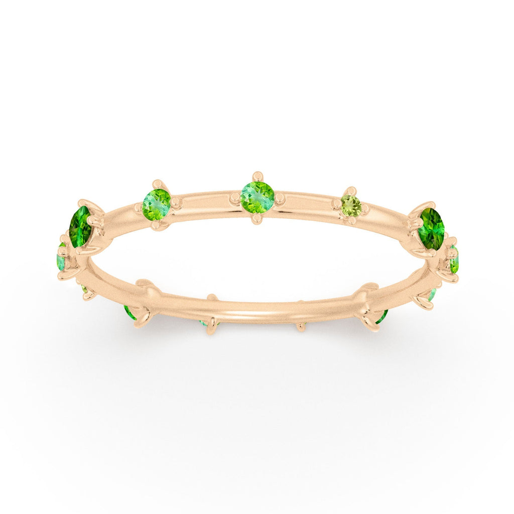 Green Ombré Tourmaline Peridot Celestial Constellation Eternity Ring By Valley Rose