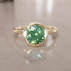 Green Sapphire Engagement Ring, Bezel Round Cut Solitaire By Valley Rose