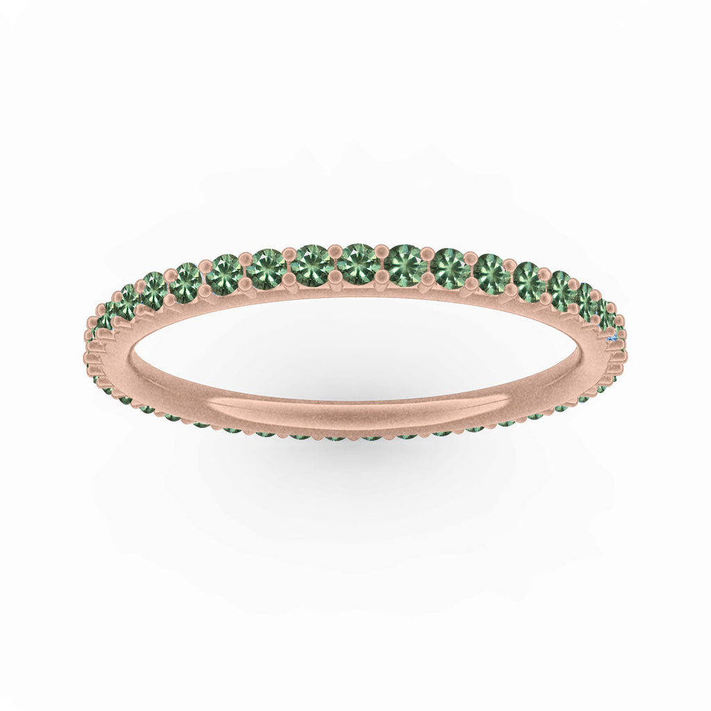 Green Sapphire Eternity Ring, Gold Wedding Stacking Band By Valley Rose