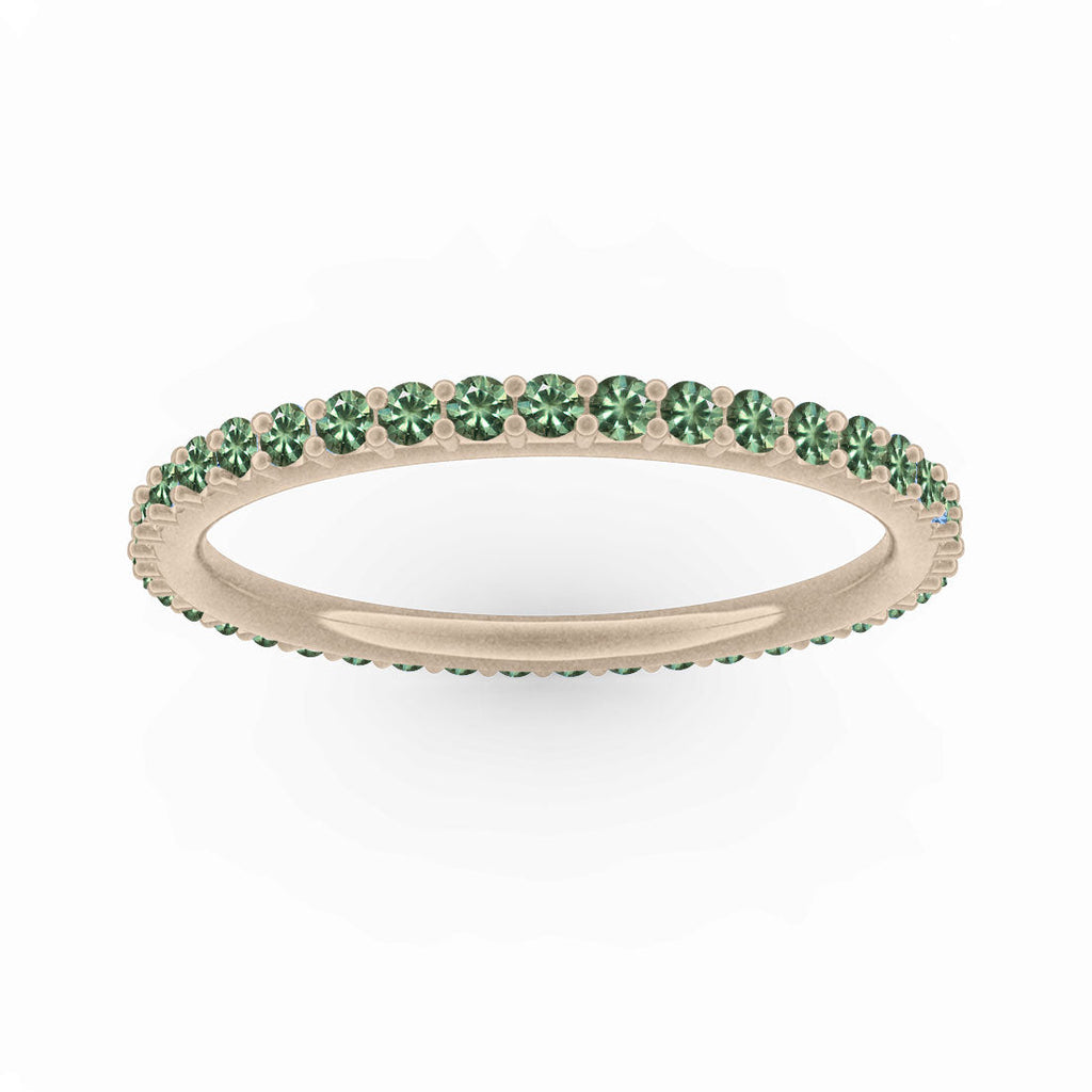 Green Sapphire Eternity Ring, Gold Wedding Stacking Band By Valley Rose