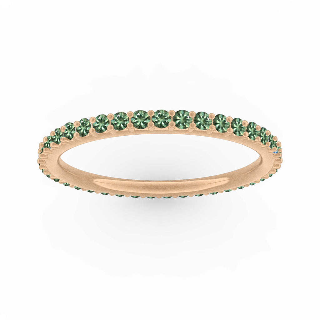 Green Sapphire Eternity Ring, Gold Wedding Stacking Band By Valley Rose
