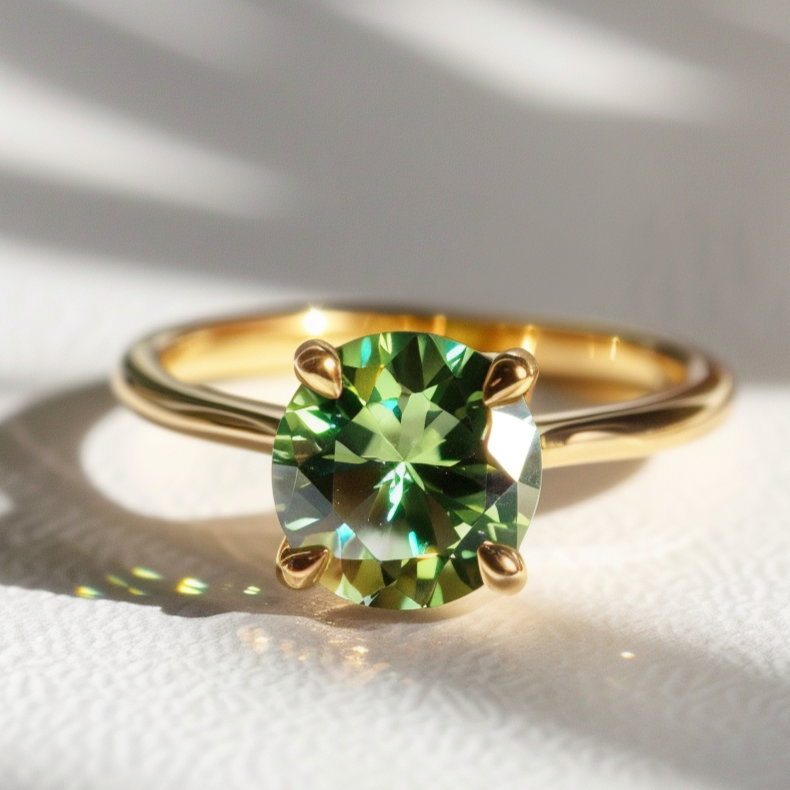 Green Sapphire Ethical Engagement Ring Solitaire By Valley Rose