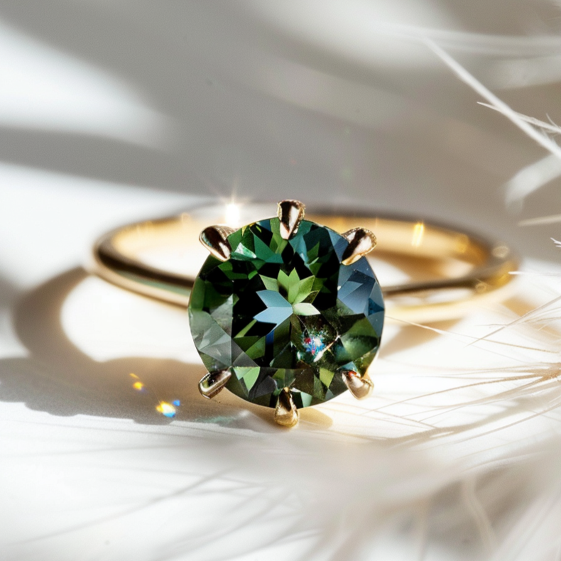 Green Sapphire Ethical Engagement Ring Solitaire By Valley Rose