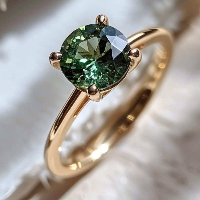 Green Sapphire Ethical Engagement Ring Solitaire By Valley Rose