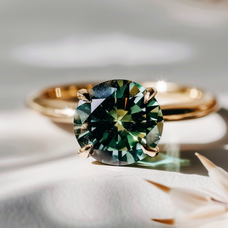 Green Sapphire Ethical Engagement Ring Solitaire By Valley Rose