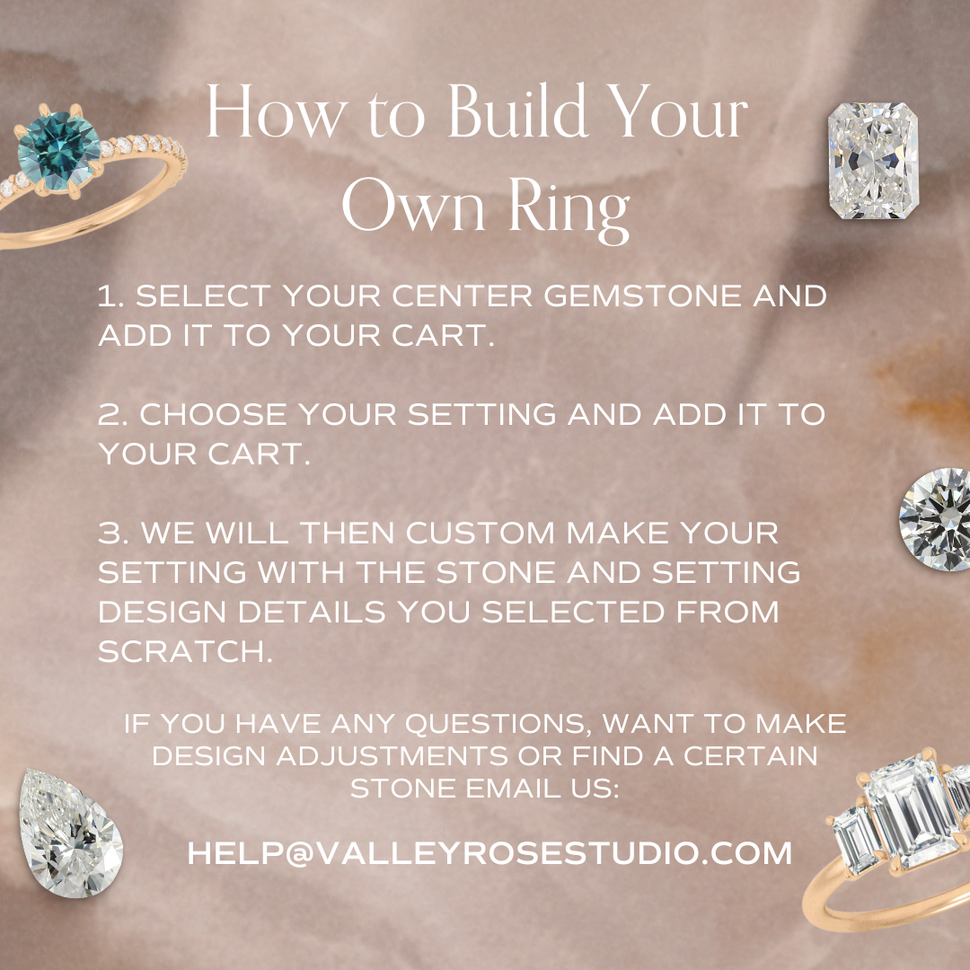 Green Sapphire Solitaire Engagement Ring with Pave Band By Valley Rose