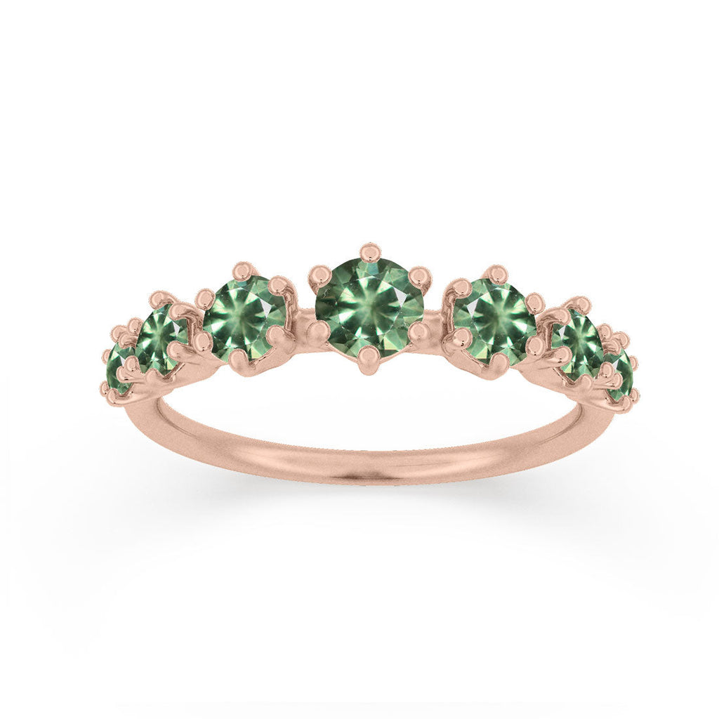 Green Sapphire Stacking Ethical Wedding Ring By Valley Rose