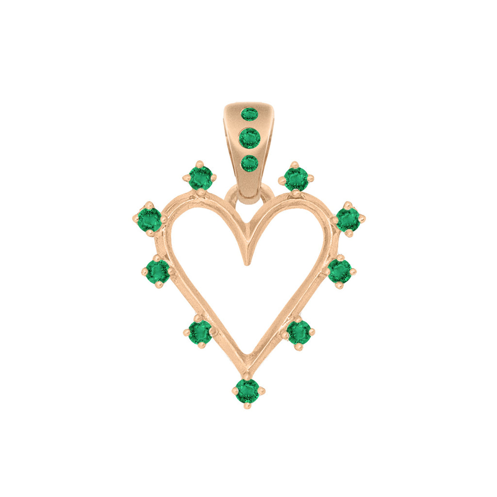Angel Halo Heart Charm, Emerald