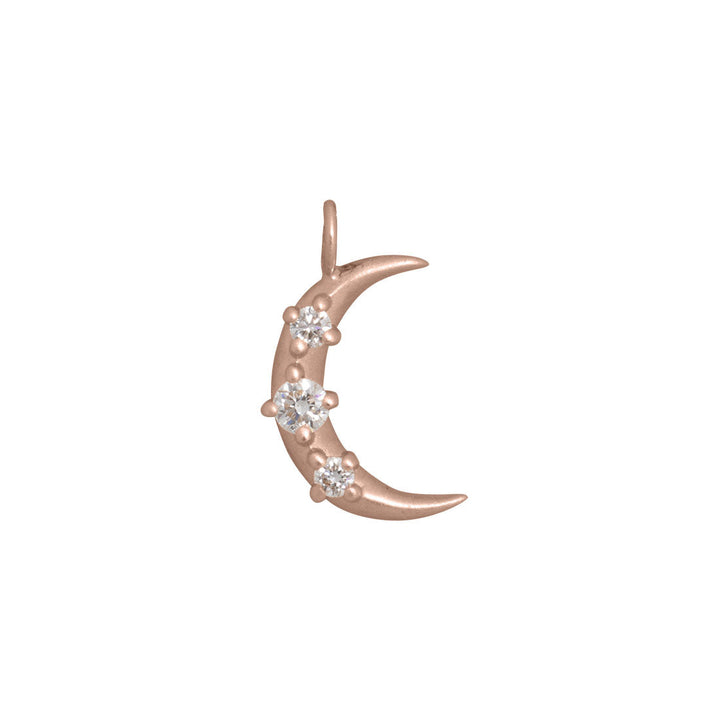 Diamond Gold Crescent Moon Charm Necklace Lab Diamond By Valley Rose Ethical Jewelry