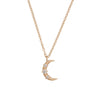 Diamond Gold Crescent Moon Charm Necklace Lab Diamond By Valley Rose Ethical Jewelry