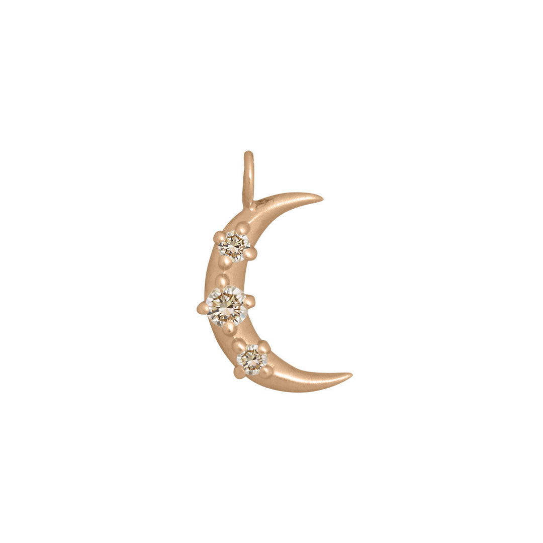 Diamond Gold Crescent Moon Charm Necklace Champagne Diamond By Valley Rose Ethical Jewelry