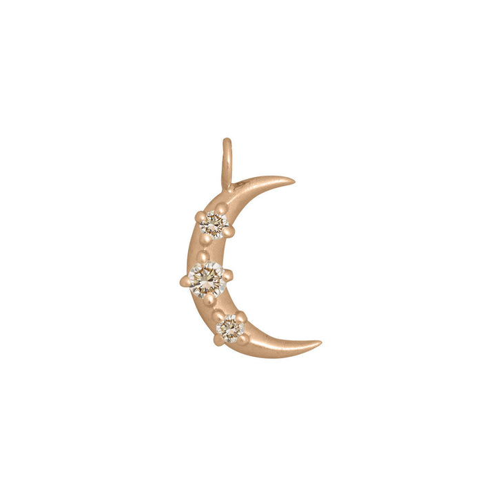 Diamond Gold Crescent Moon Charm Necklace Champagne Diamond By Valley Rose Ethical Jewelry