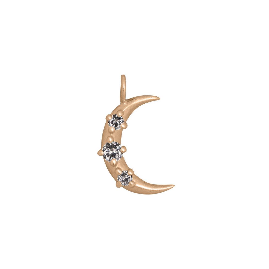 Diamond Gold Crescent Moon Charm Necklace Salt & Pepper Diamond By Valley Rose Ethical Jewelry
