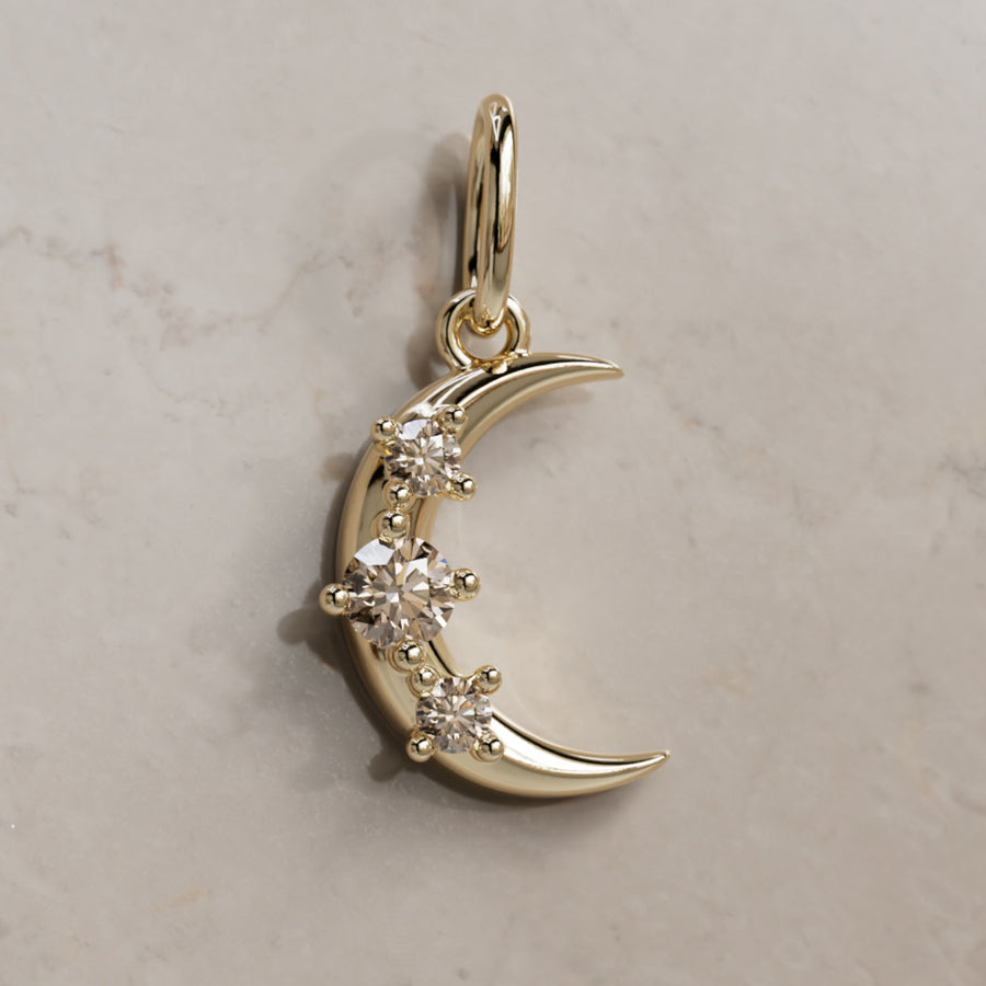 Hecate Moon Charm, Champagne Diamond By Valley Rose