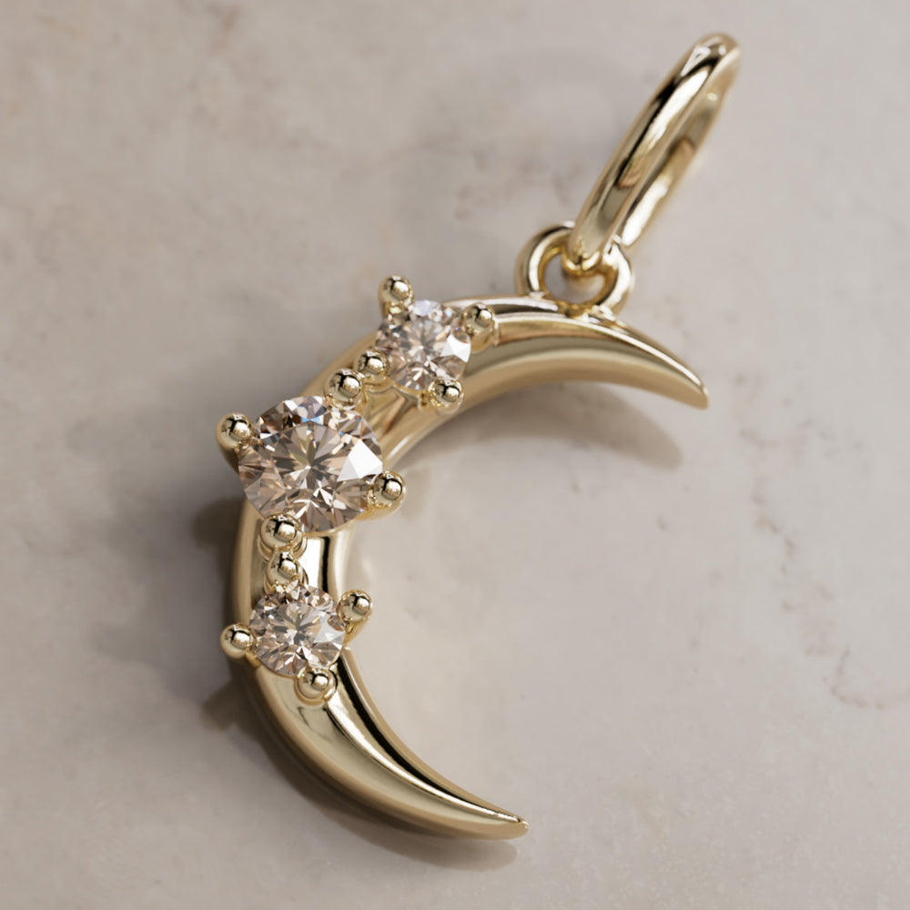 Hecate Moon Charm, Champagne Diamond By Valley Rose