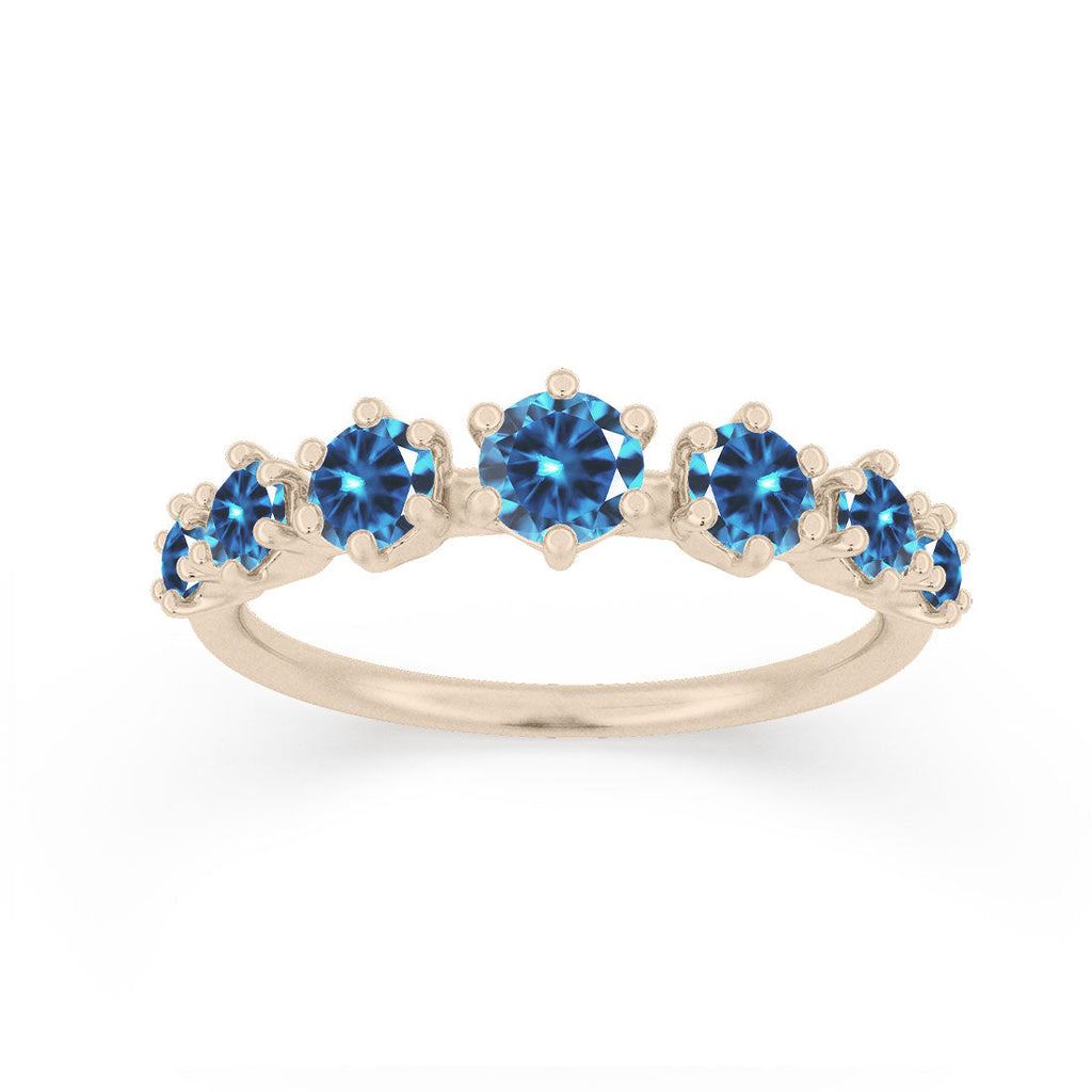 Tapered Blue Sapphire Band - Gold Stacking Ring By Valley Rose Ethical Jewelry