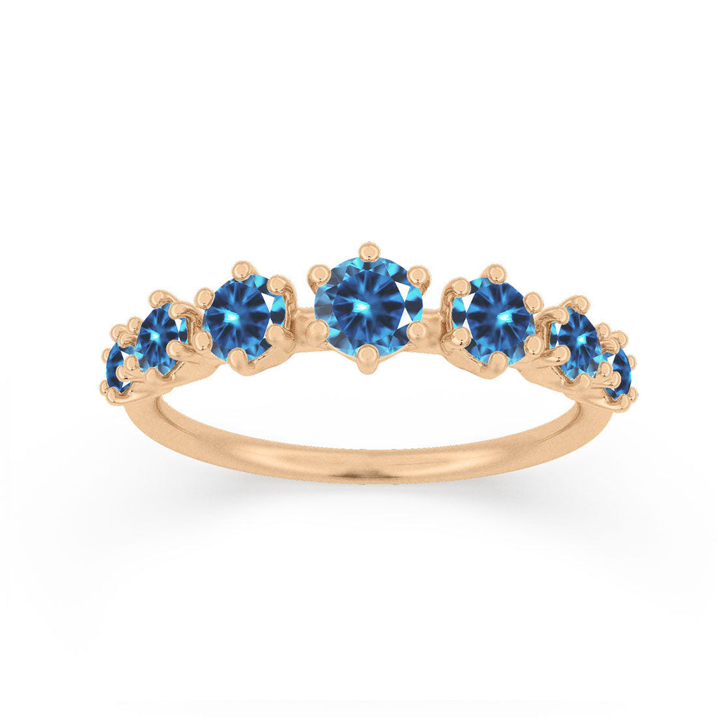 Tapered Blue Sapphire Band - Gold Stacking Ring By Valley Rose Ethical Jewelry