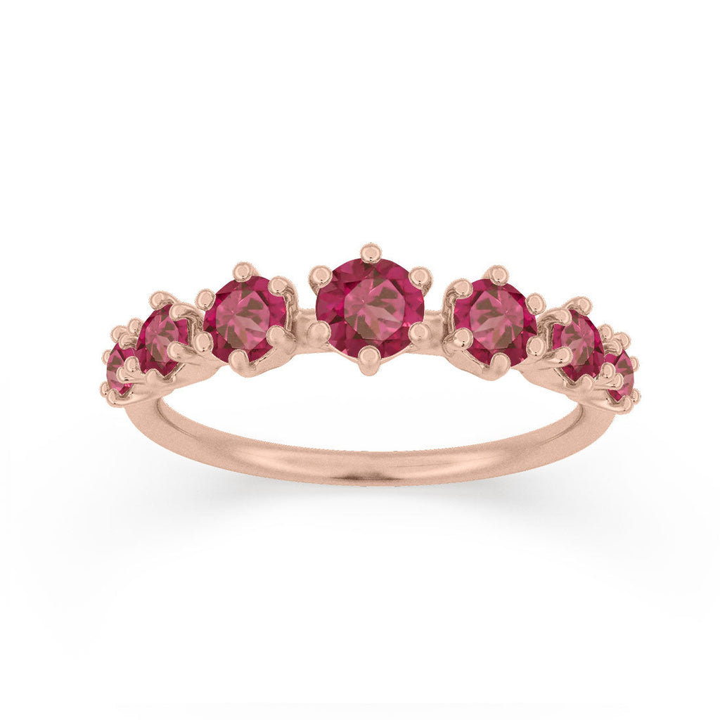 Tapered Garnet Band - Gold Stacking Ring By Valley Rose Ethical Jewelry