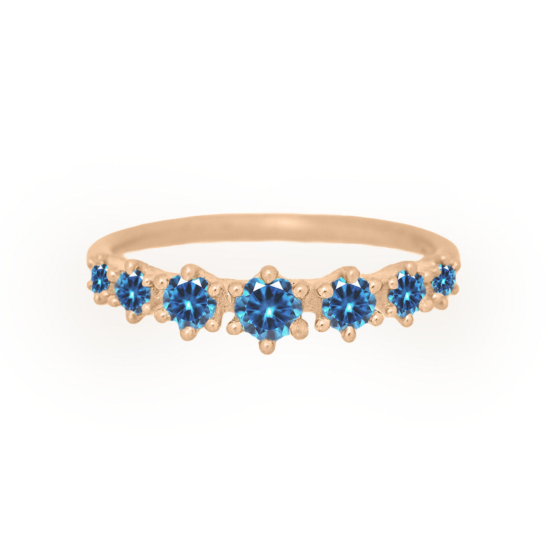 Mini Tapered Blue Sapphire Band - Gold Stacking Ring By Valley Rose Ethical Jewelry