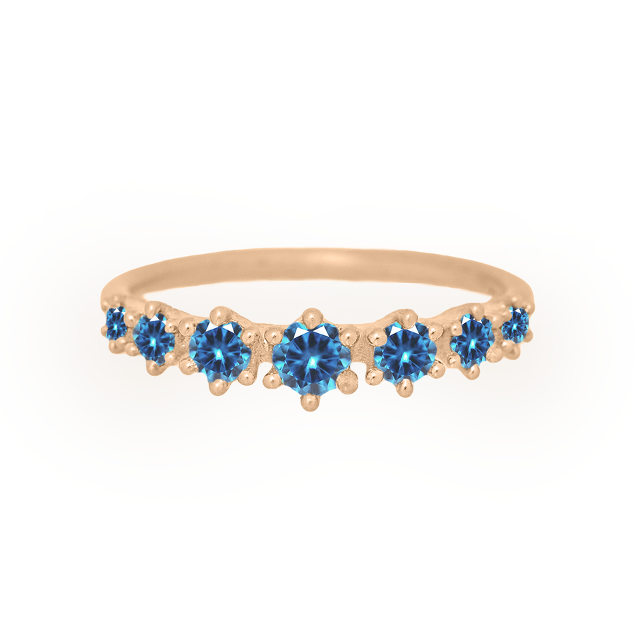 Mini Tapered Blue Sapphire Band - Gold Stacking Ring By Valley Rose Ethical Jewelry
