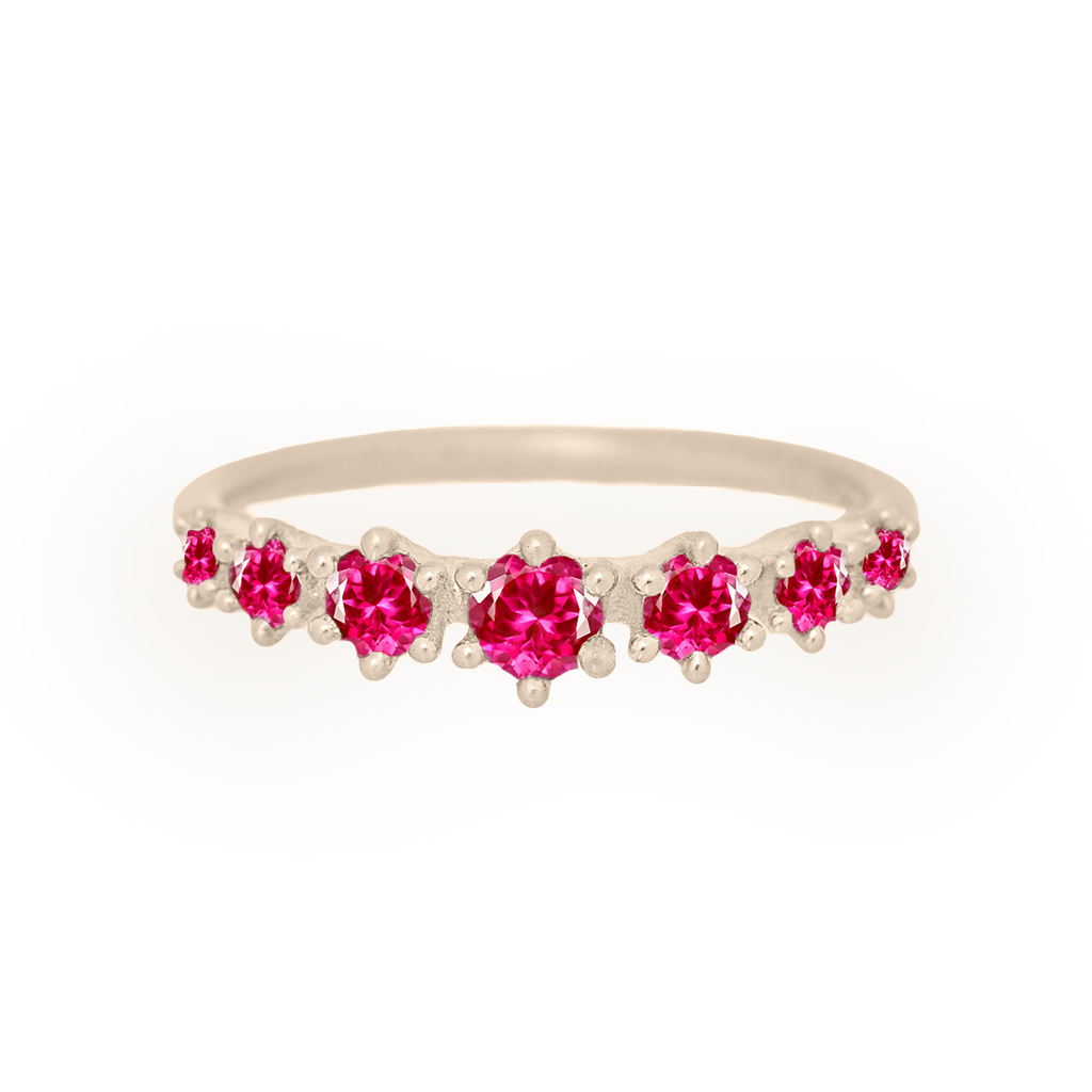 Mini Tapered Pink Ruby Band - Gold Stacking Ring By Valley Rose Ethical Jewelry