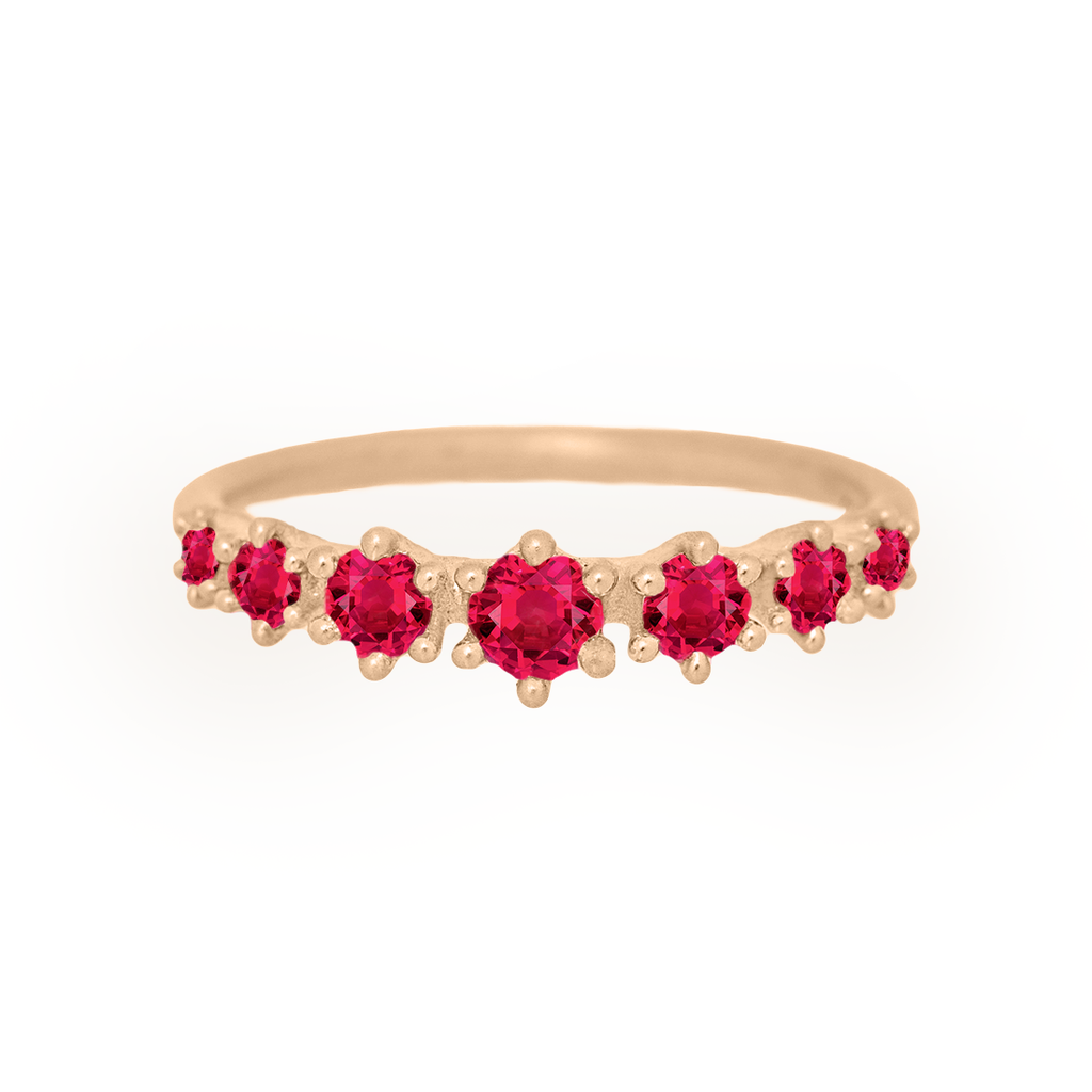 Mini Tapered Red Ruby Band - Gold Stacking Ring By Valley Rose Ethical Jewelry