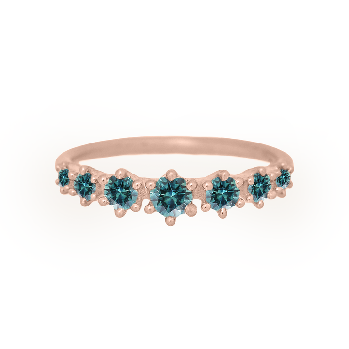 Mini Tapered Teal Sapphire Band - Gold Stacking Ring By Valley Rose Ethical Jewelry