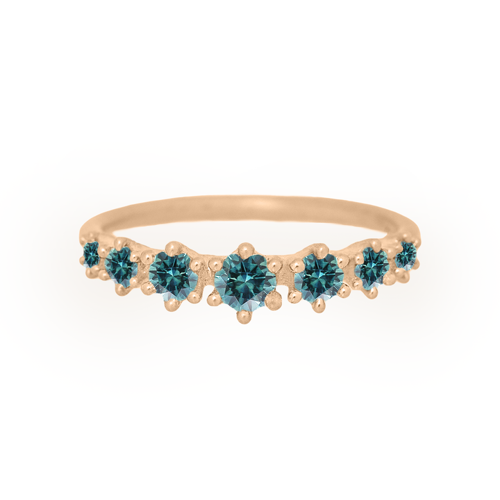Mini Tapered Teal Sapphire Band - Gold Stacking Ring By Valley Rose Ethical Jewelry