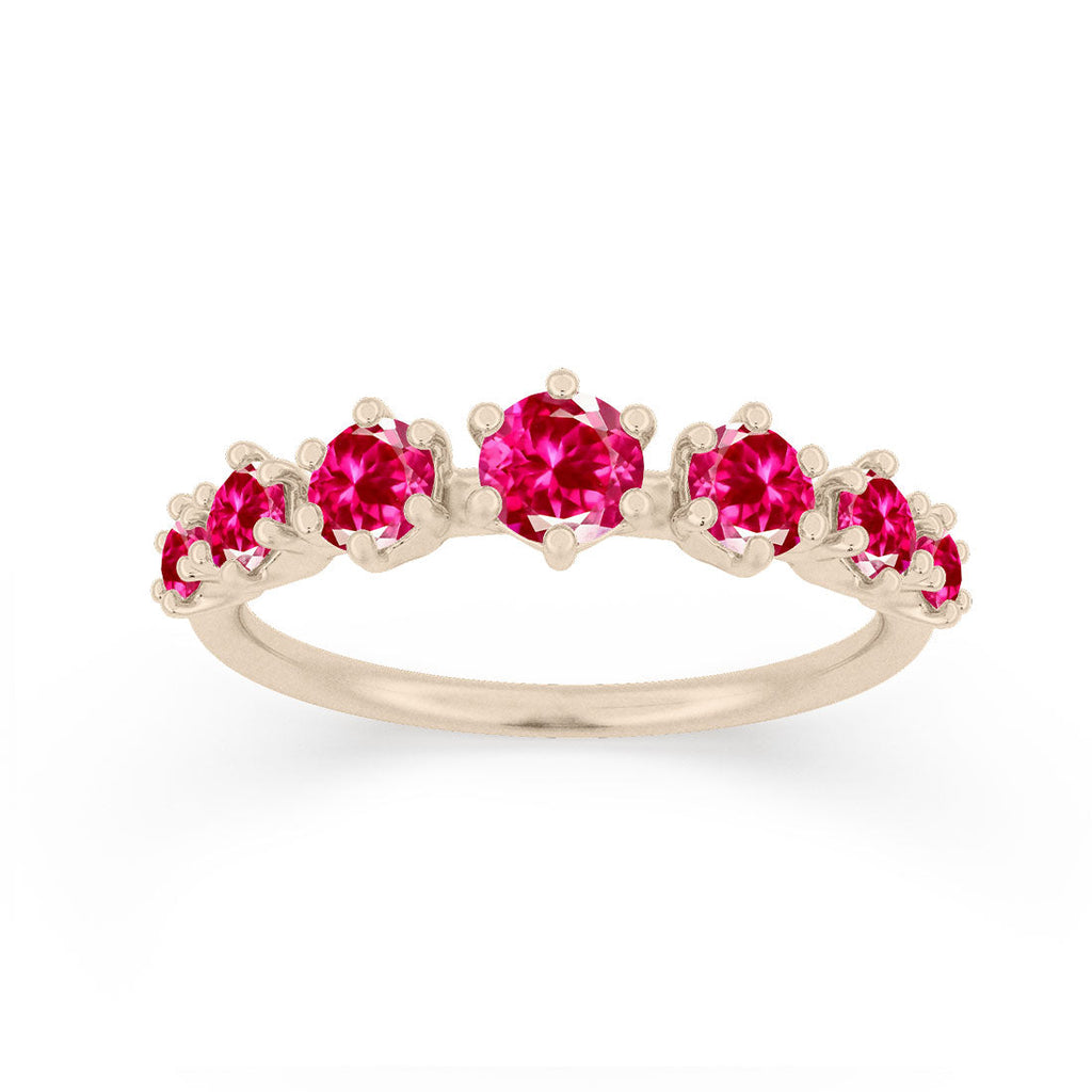 Tapered Pink Ruby Band - Gold Stacking Ring By Valley Rose Ethical Jewelry