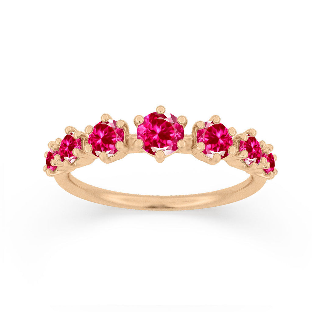 Tapered Pink Ruby Band - Gold Stacking Ring By Valley Rose Ethical Jewelry