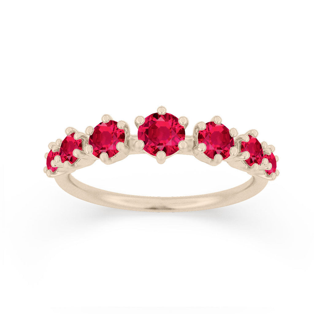 Tapered Red Ruby Band - Gold Stacking Ring By Valley Rose Ethical Jewelry