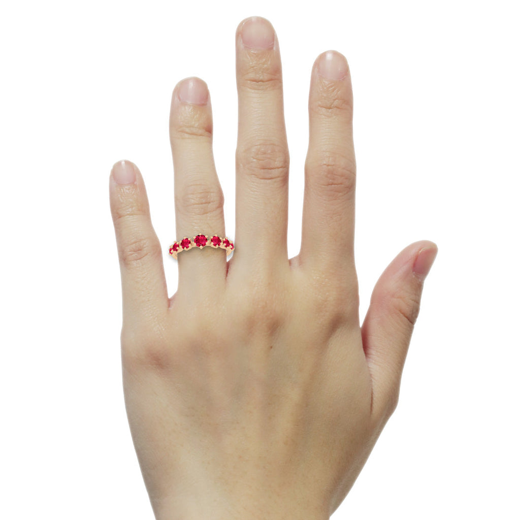 Tapered Red Ruby Band - Gold Stacking Ring By Valley Rose Ethical Jewelry