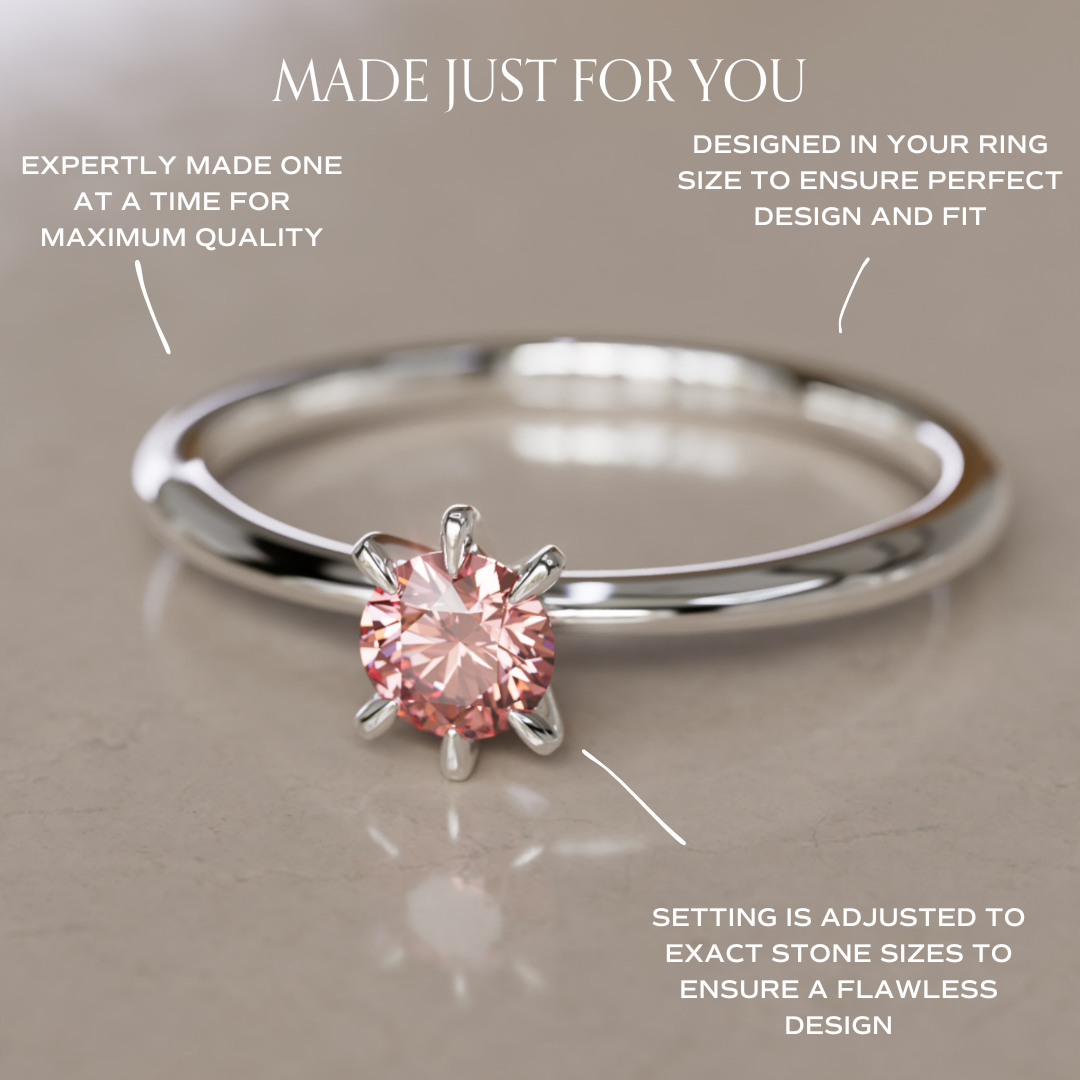 Hera Pink Lab Grown Diamond Dainty Modern Unique Engagement Ring By Valley Rose