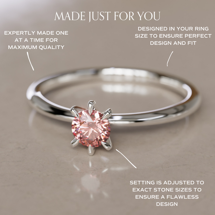 Hera Pink Lab Grown Diamond Dainty Modern Unique Engagement Ring By Valley Rose