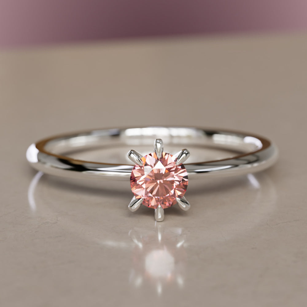 Hera Pink Lab Grown Diamond Dainty Modern Unique Engagement Ring By Valley Rose