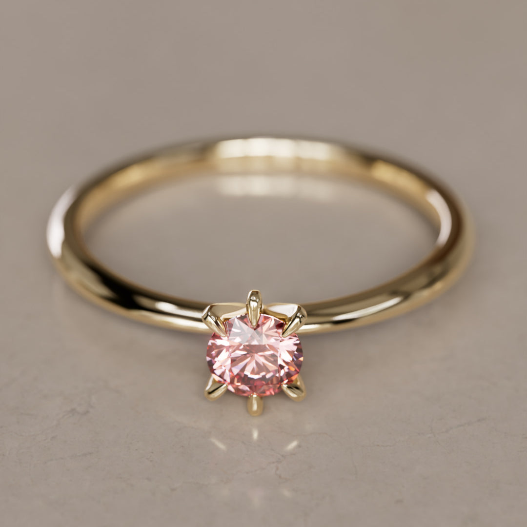 Hera Pink Lab Grown Diamond Dainty Modern Unique Engagement Ring By Valley Rose