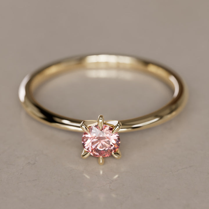 Hera Pink Lab Grown Diamond Dainty Modern Unique Engagement Ring By Valley Rose
