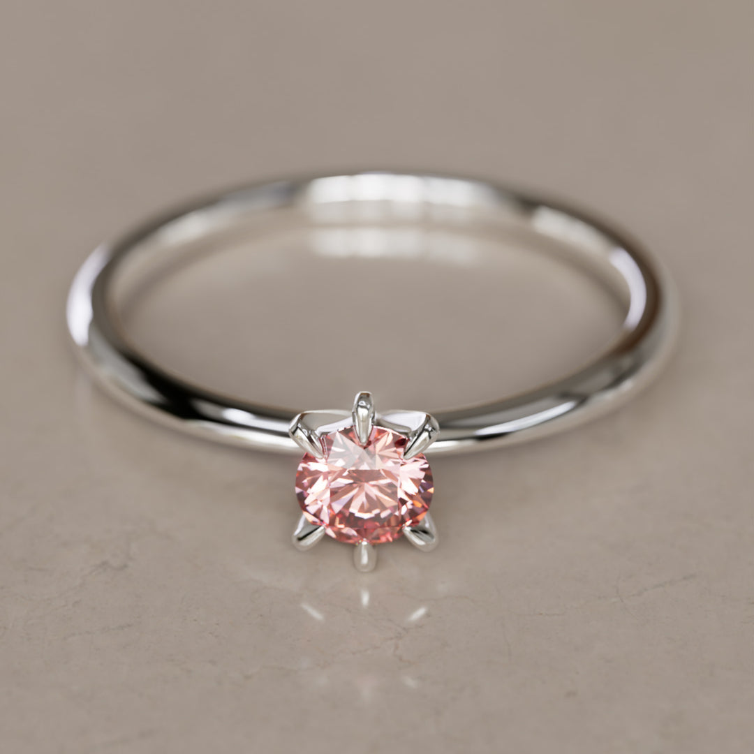 Hera Pink Lab Grown Diamond Dainty Modern Unique Engagement Ring By Valley Rose