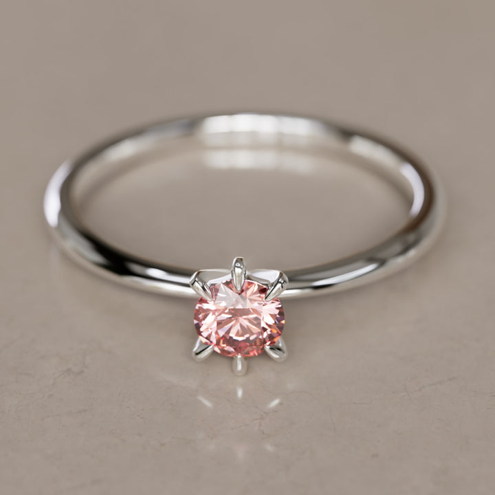 Hera Pink Lab Grown Diamond Dainty Modern Unique Engagement Ring By Valley Rose