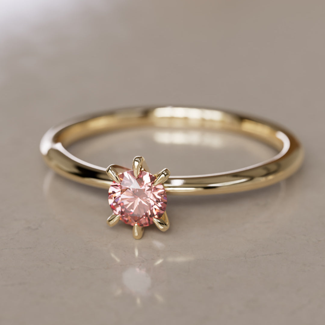 Hera Pink Lab Grown Diamond Dainty Modern Unique Engagement Ring By Valley Rose