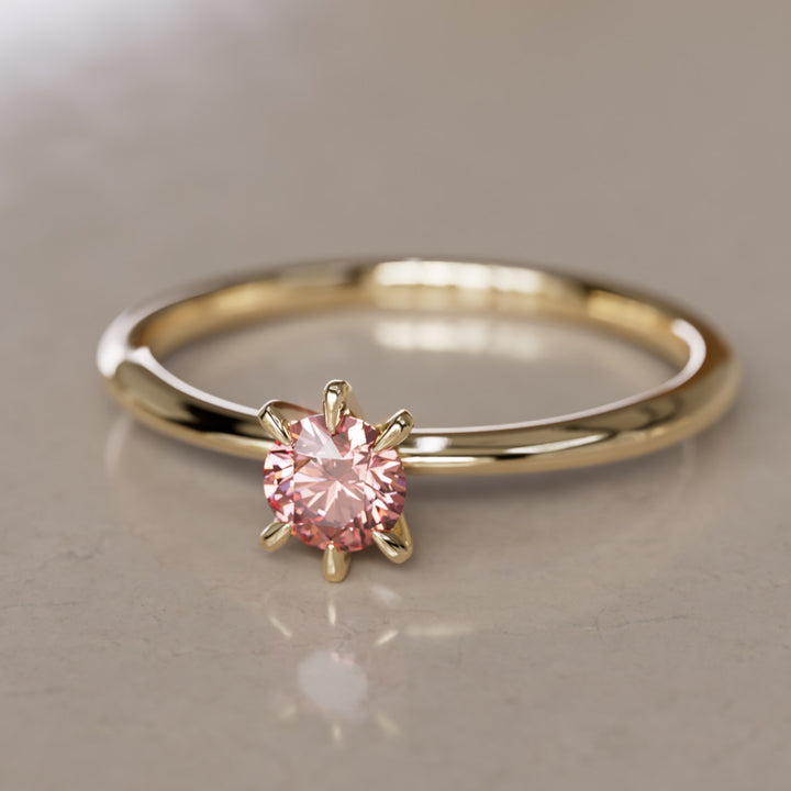 Hera Pink Lab Grown Diamond Dainty Modern Unique Engagement Ring By Valley Rose