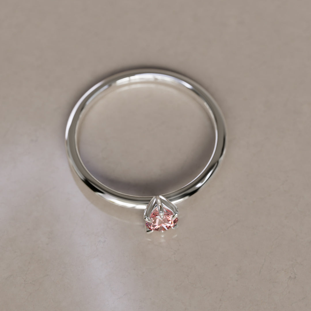 Hera Pink Lab Grown Diamond Dainty Modern Unique Engagement Ring By Valley Rose