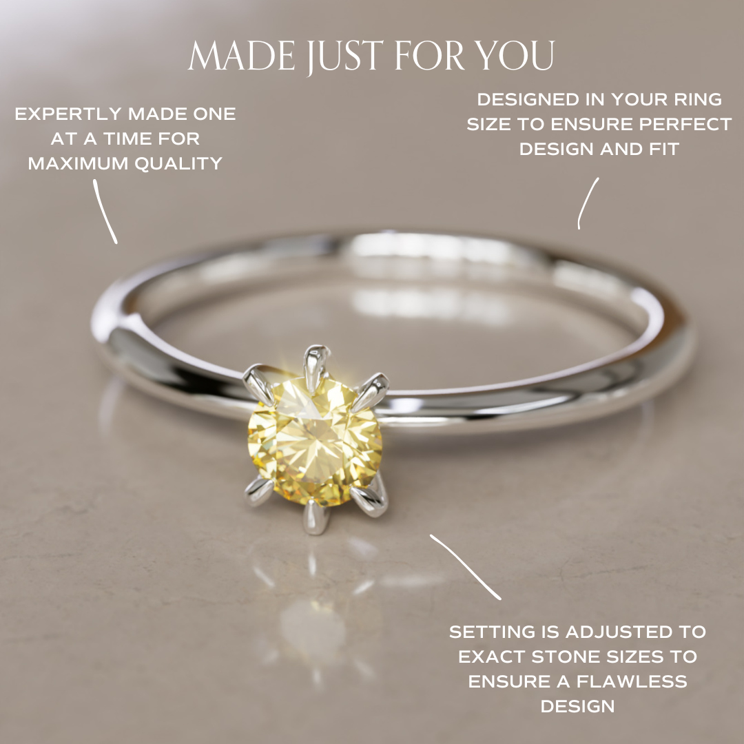 Hera Yellow Lab Grown Diamond Dainty Modern Unique Engagement Ring By Valley Rose