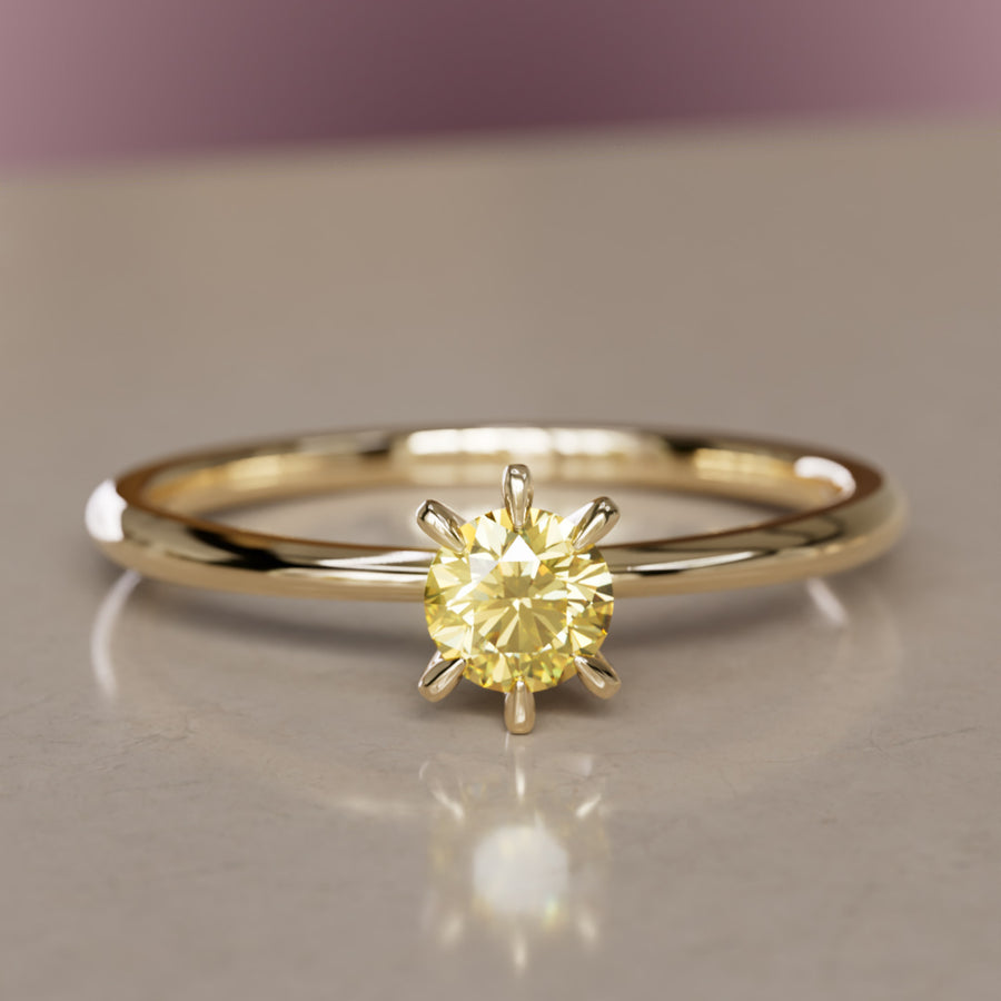 Hera Yellow Lab Grown Diamond Dainty Modern Unique Engagement Ring By Valley Rose
