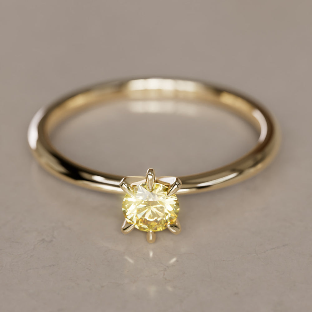 Hera Yellow Lab Grown Diamond Dainty Modern Unique Engagement Ring By Valley Rose