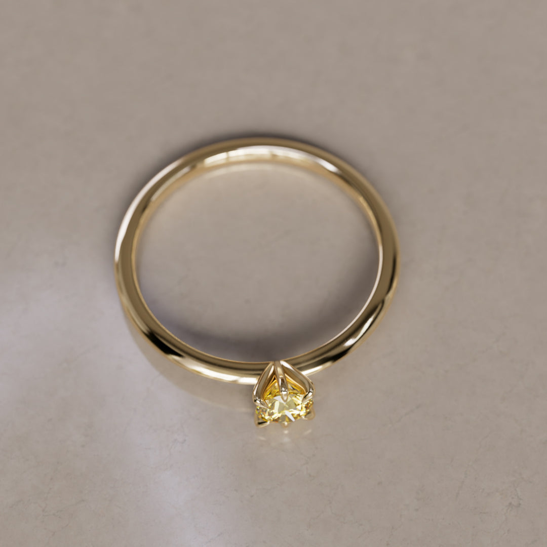 Hera Yellow Lab Grown Diamond Dainty Modern Unique Engagement Ring By Valley Rose