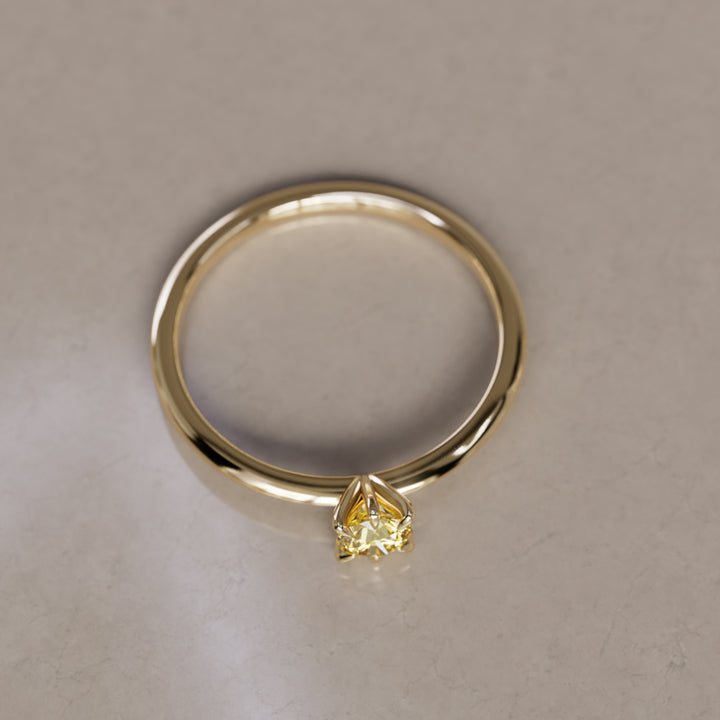 Hera Yellow Lab Grown Diamond Dainty Modern Unique Engagement Ring By Valley Rose