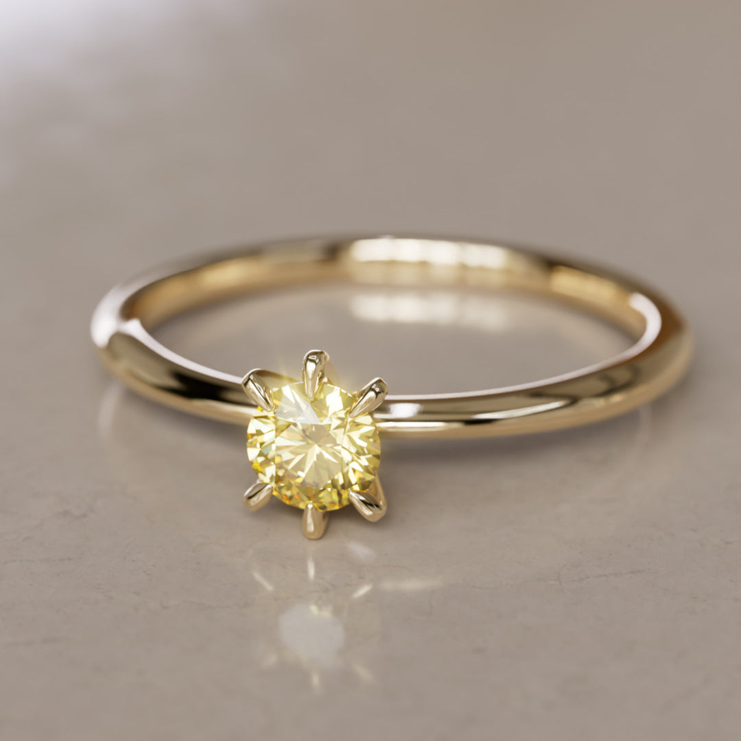 Hera Yellow Lab Grown Diamond Dainty Modern Unique Engagement Ring By Valley Rose